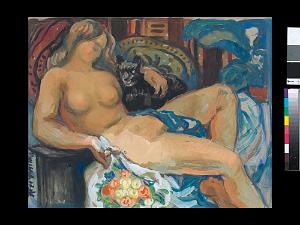 AUGUSTIN FERRANDO 1880-1957 26 - Odalisque au chat noir (vers 1940)